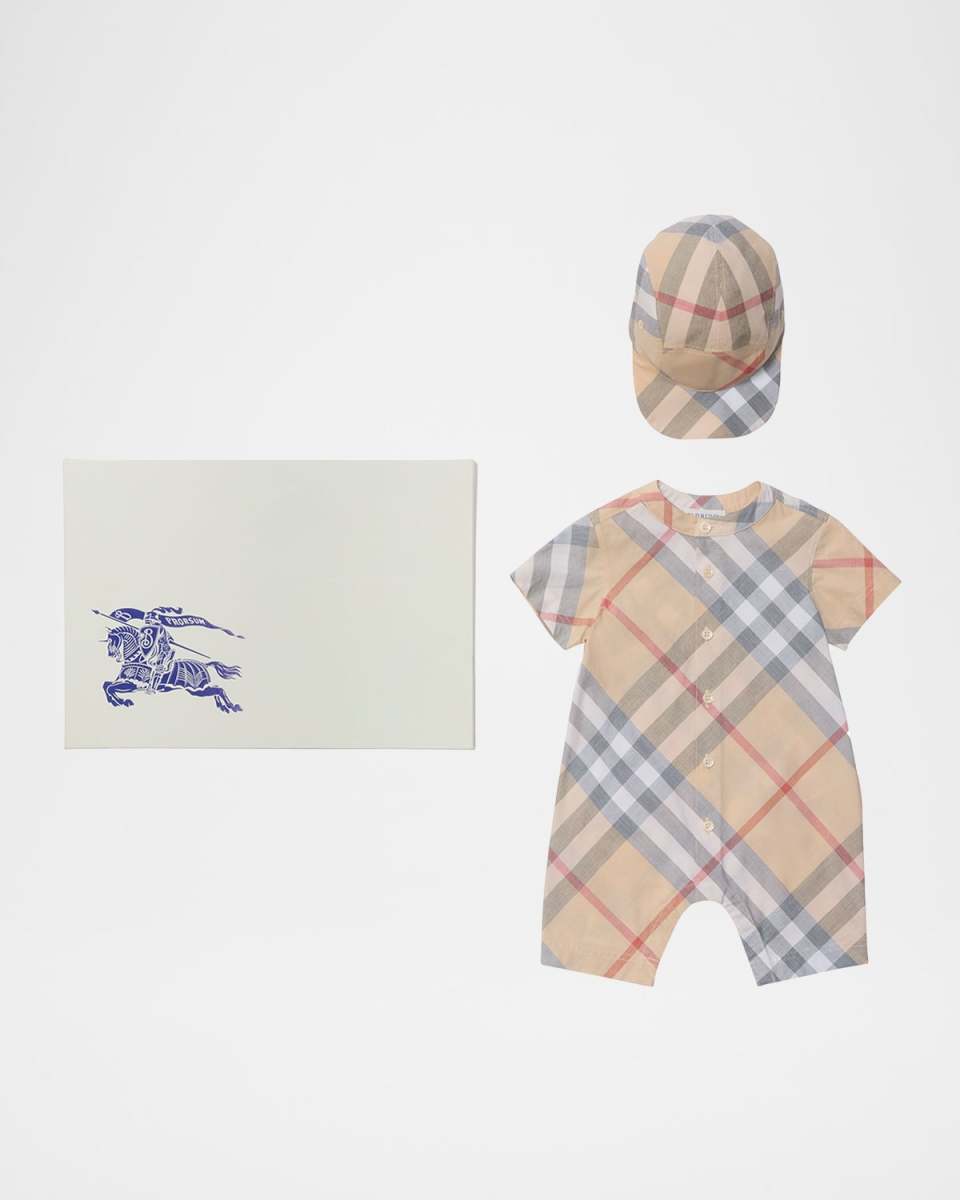 Boy's Lennie Romper and Hat Set, Size 1M-9
